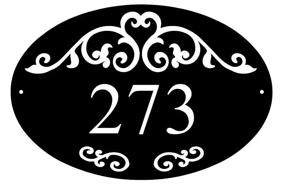 Scroll & Oval Custom Metal Plaque — Address, Name or Wedding
