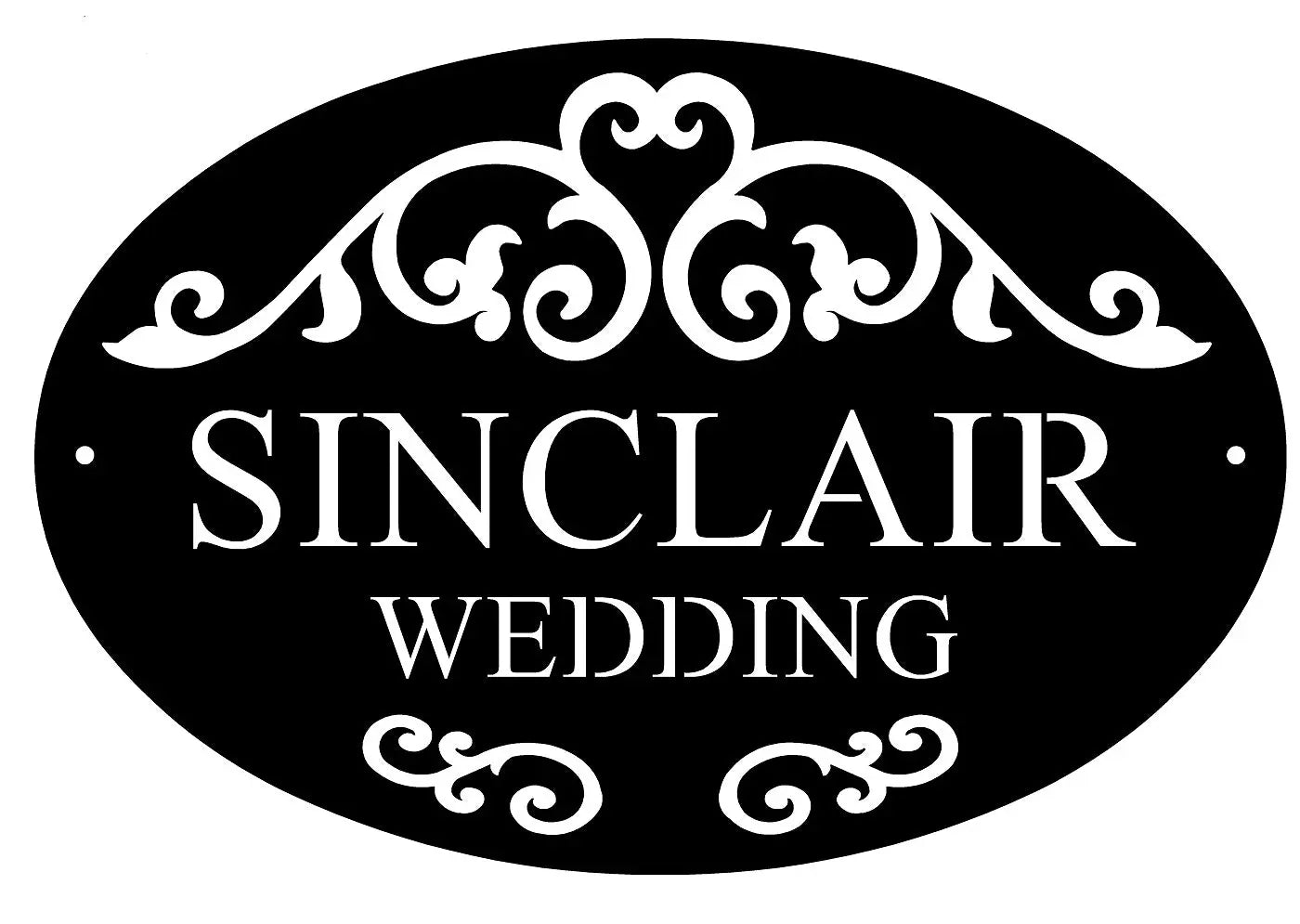 Scroll & Oval Custom Metal Plaque — Address, Name or Wedding
