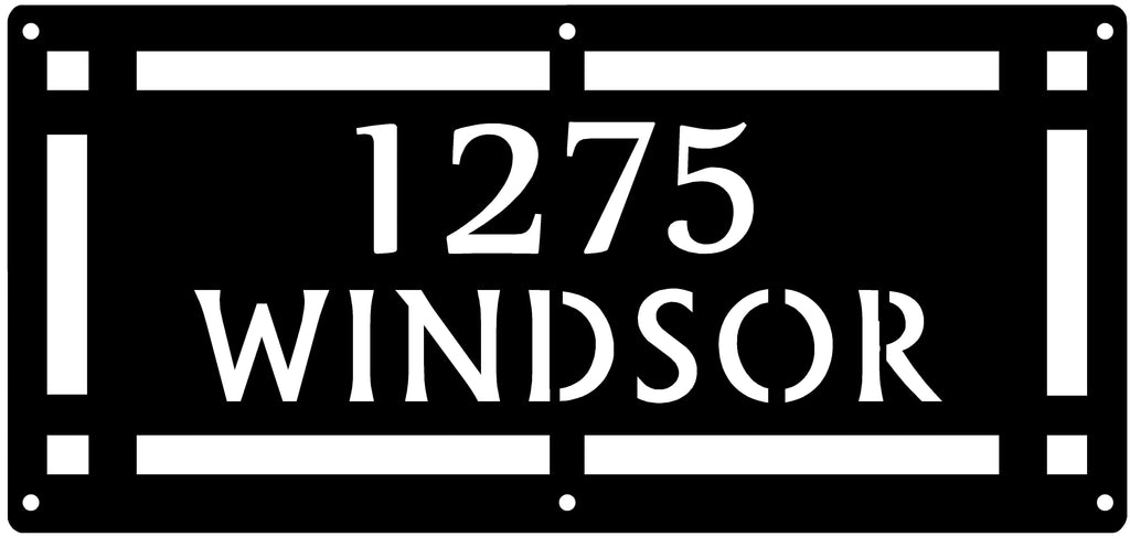 Arts & Crafts Metal Address Sign — Horizontal