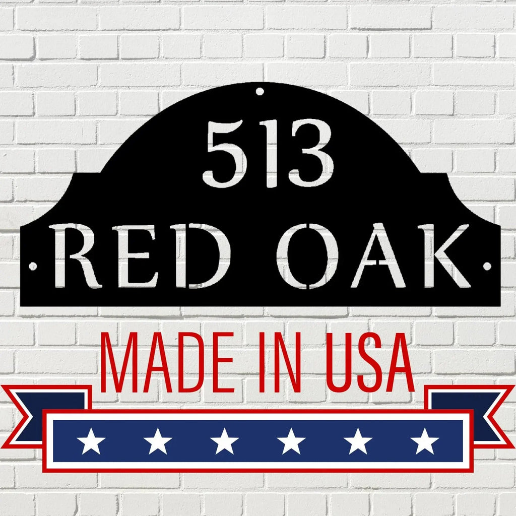 Arched Metal Address Sign — Number & Street Name