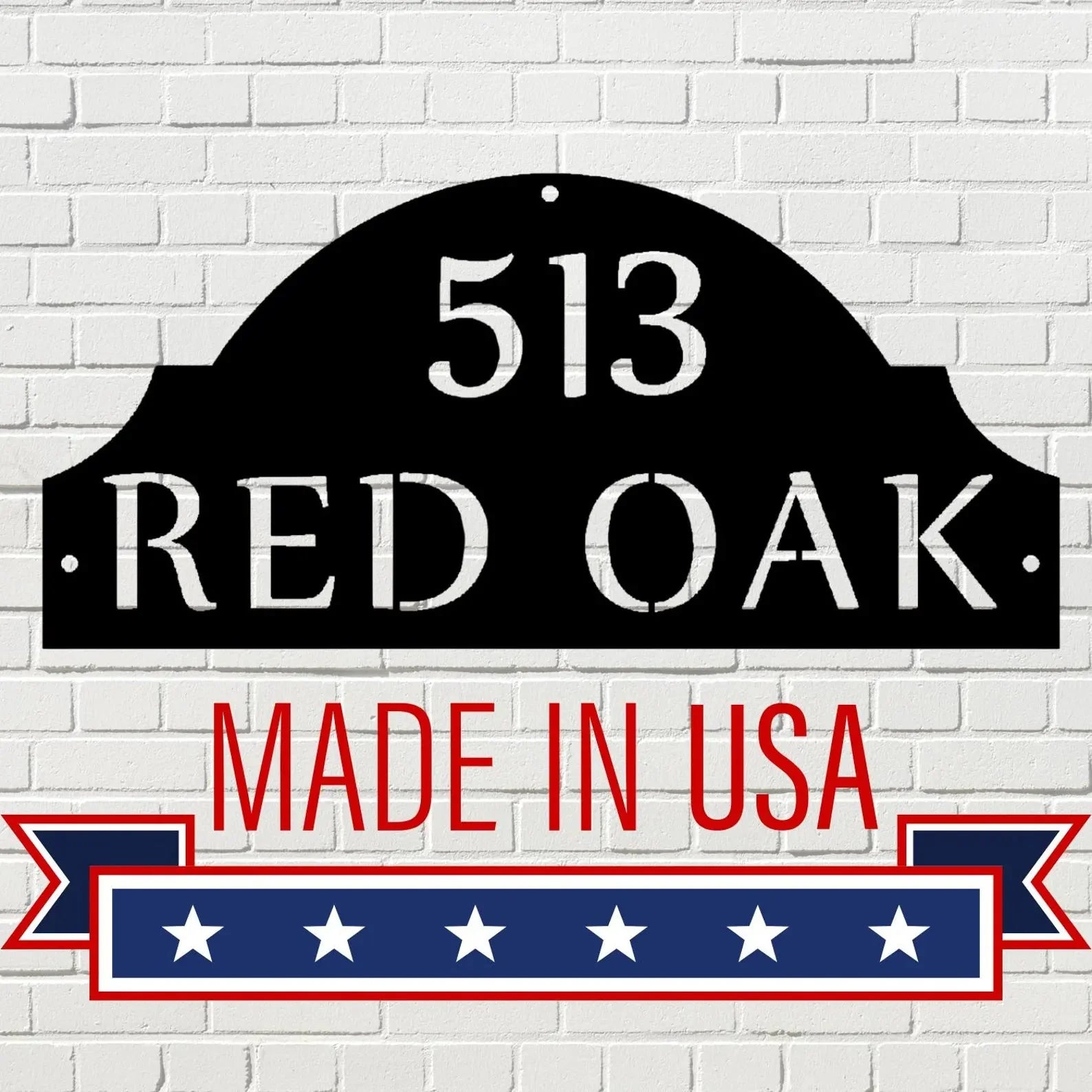 Arched Metal Address Sign — Number & Street Name
