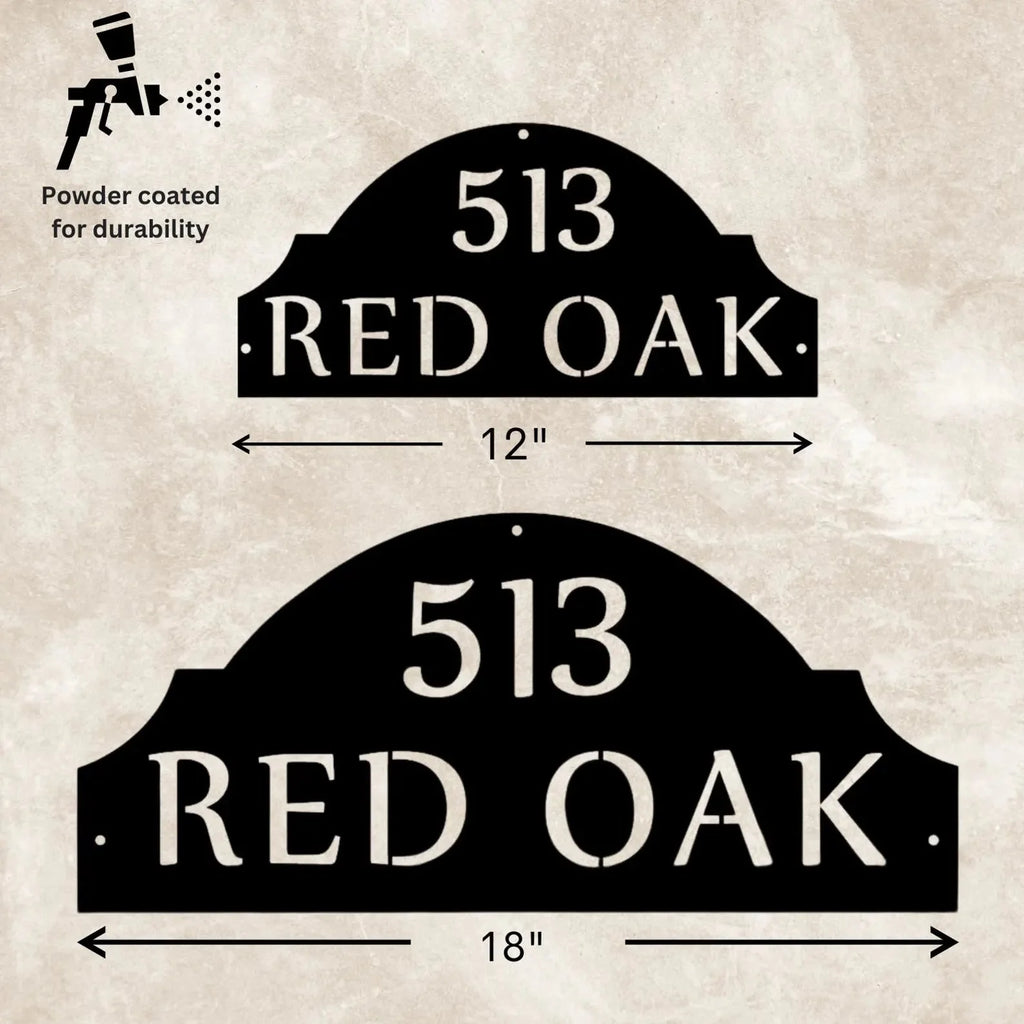 Arched Metal Address Sign — Number & Street Name